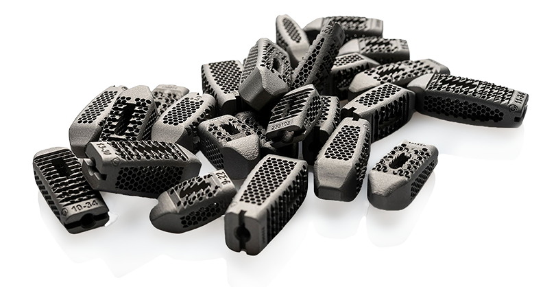 A pile of Amnovis 3D-printed spinal implants