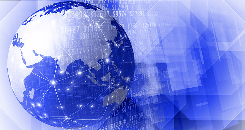 Stock concept image showing a blue globe