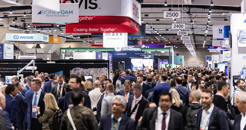 Crowded exhibit hall at AAOS