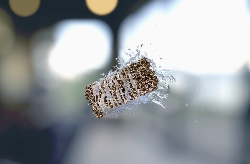 Promimic implant splashing through clear material in midair