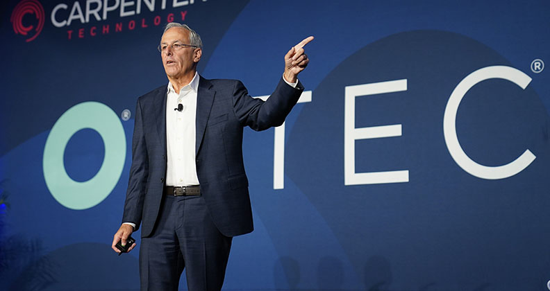 Robert Cohen of Stryker on the stage at OMTEC